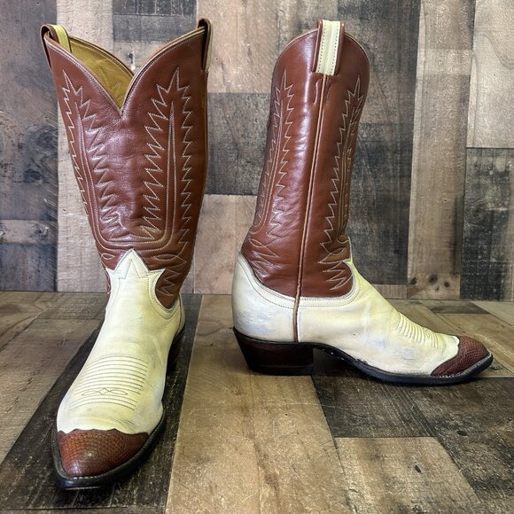 Tony Lama 6216 Vintage Gold Label Wingtip Urban Cowboy Boots Mens 9 D - Picture 6 of 12